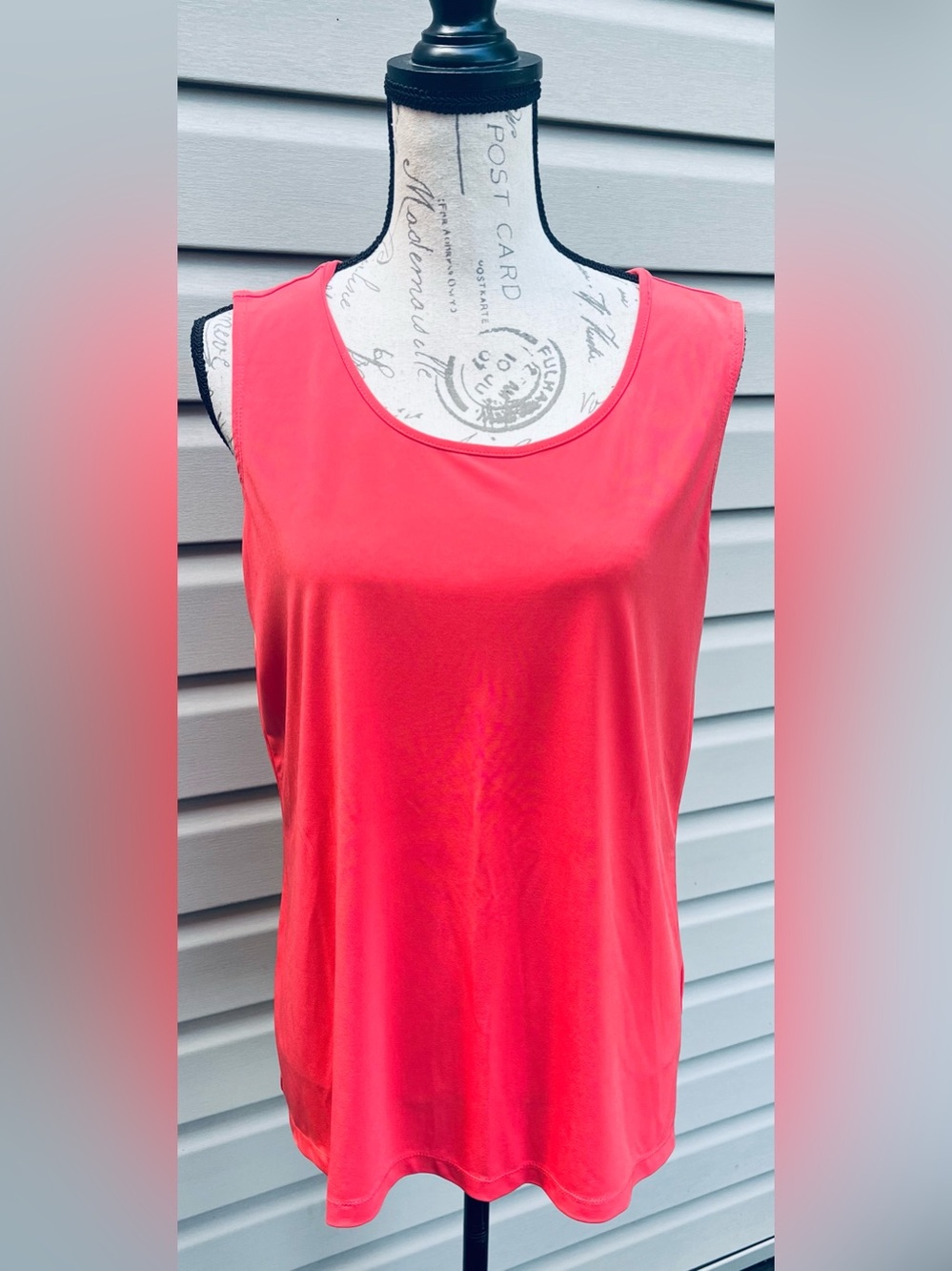 Susan Graver Coral Scoop Neck Sleeveless Tank